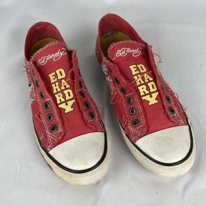 Don Ed Hardy Skull Red Laceless Sneakers Women 8 Vintage